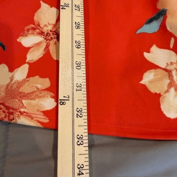 Monteau Los Angeles Mini Dress Coral Floral Print Strappy Stretchy Size Medium - Picture 10 of 11
